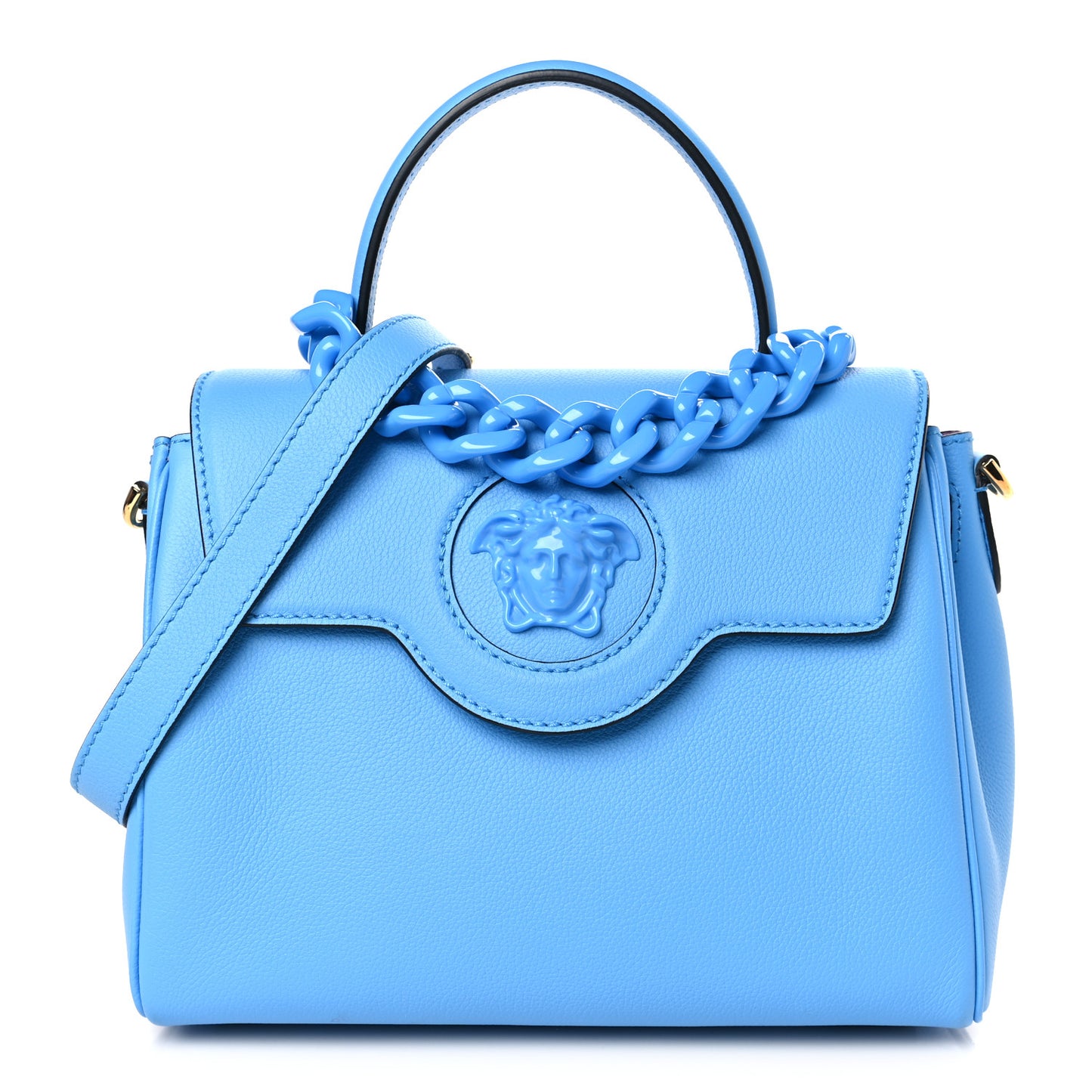 Calfskin Medium La Medusa Top Handle Handbag Blue