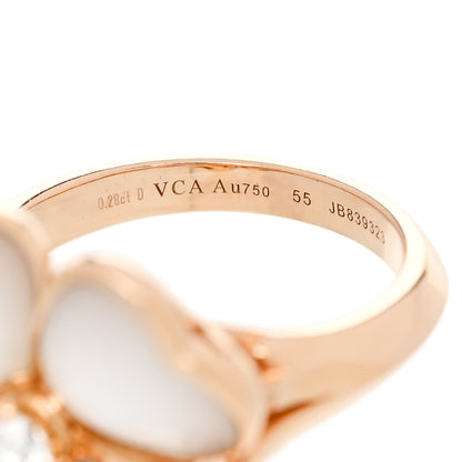 Van Cleef & Arpels 18K Rose Gold Mother of Pearl Diamond Medium Cosmos Ring 55 7.25 5 of 6