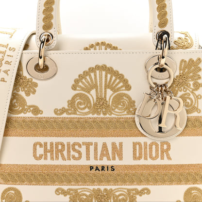 Christian Dior Calfskin Embroidered Medium Lady D-Lite White Gold 8 of 10