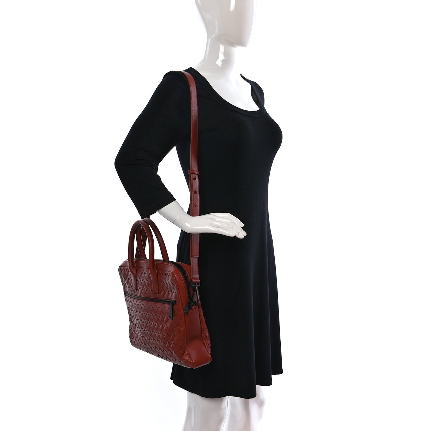 Nappa Intrecciato Briefcase Rust