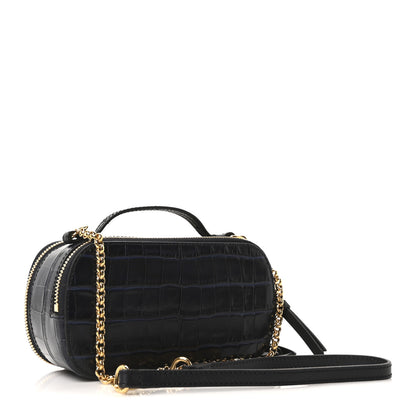 Chloe Calfskin Crocodile Embossed Mini C Vanity Bag Full Blue 3 of 9