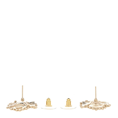 Chanel Enamel Pearl CC Camellia Earrings Pink Gold 3 of 5