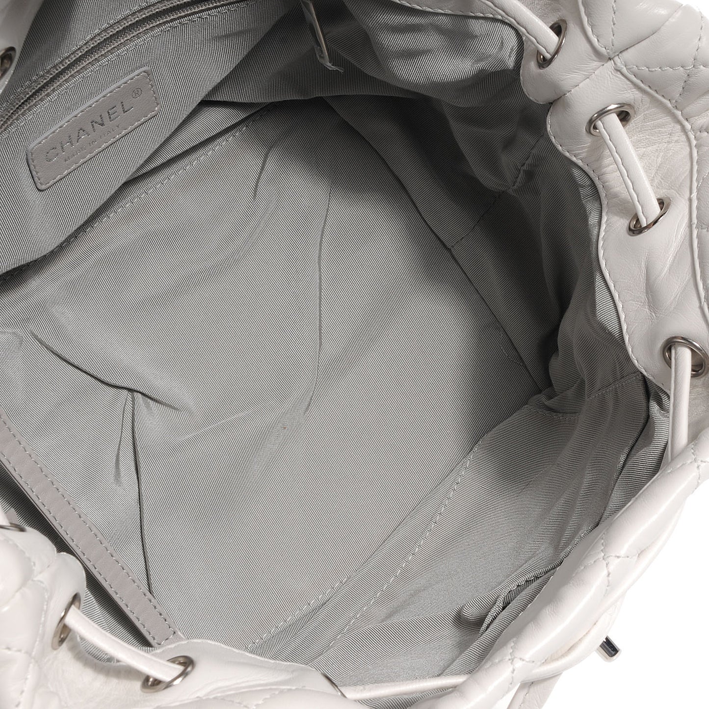 Lambskin Quilted Beijing Backpack Bag White