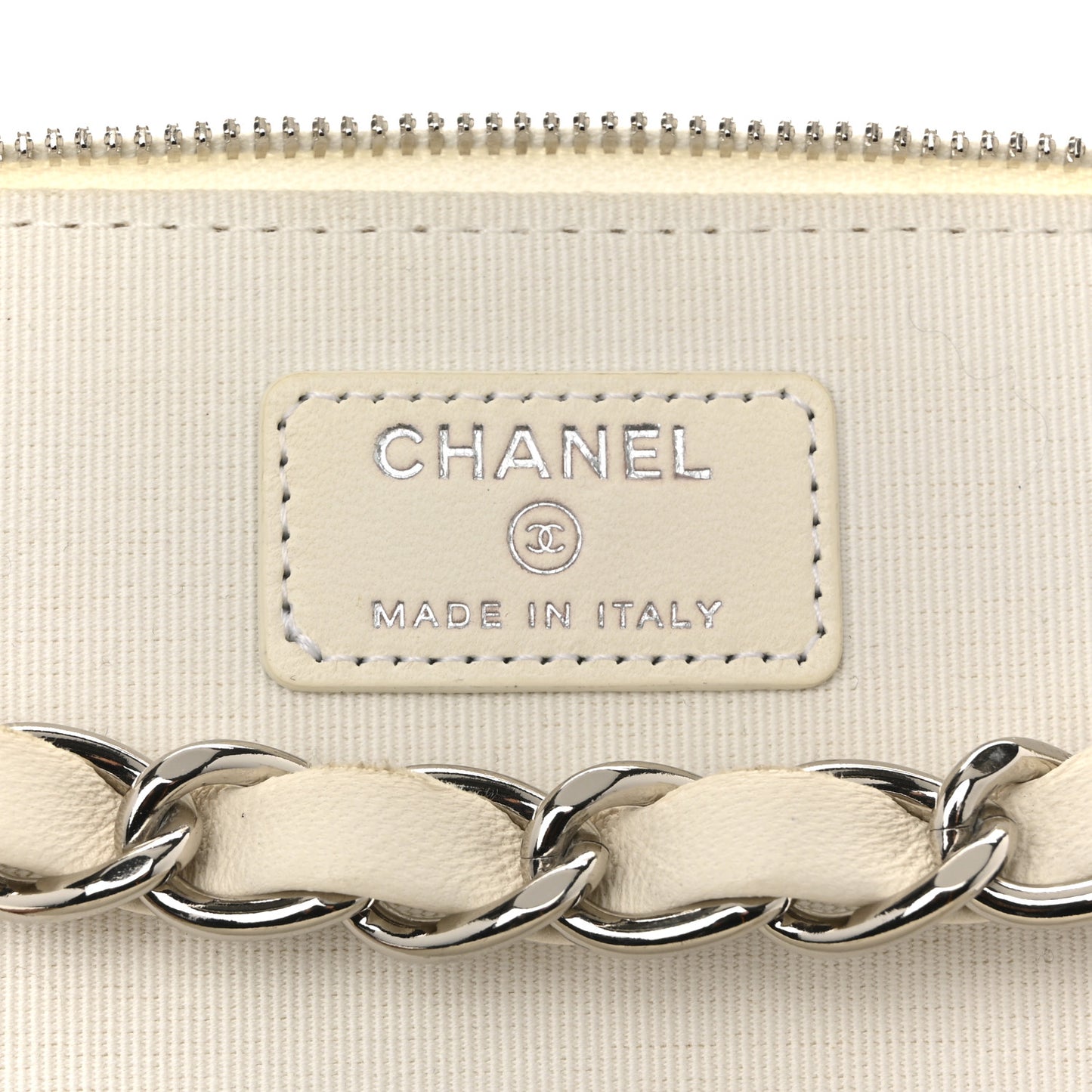 Lambskin Crochet Quilted Small Vanity Case With Chain White