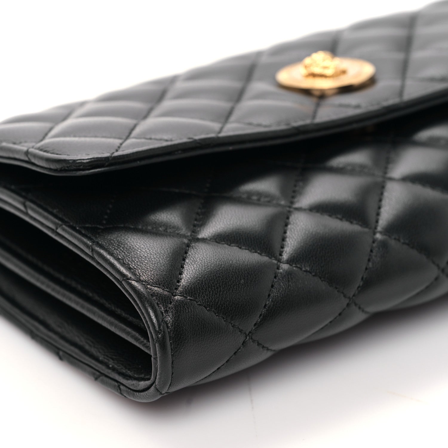 Versace Lambskin Quilted Medusa Wallet on Chain Crossbody Black 7 of 8