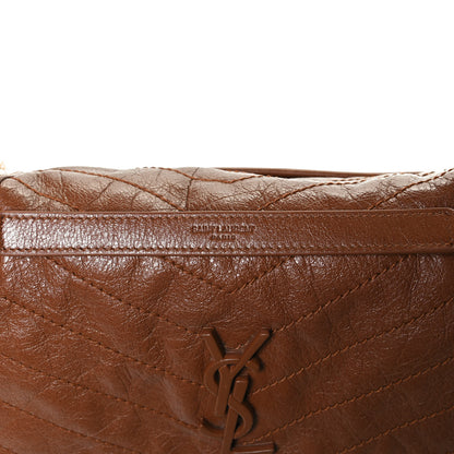 Saint Laurent Crinkled Calfskin Matelasse Monogram Medium Niki Chain Satchel Caramel 7 of 11