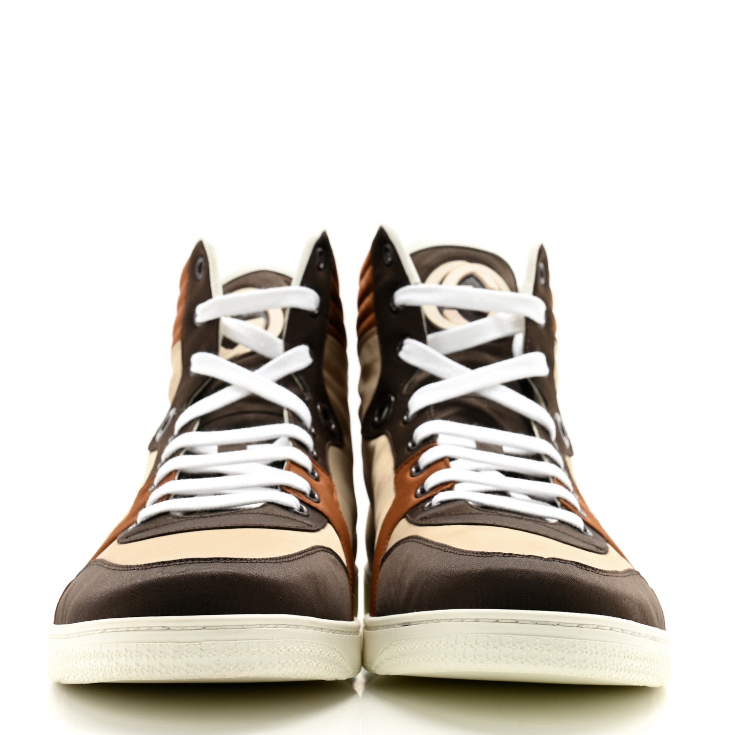 Gucci Poli Satin Mens High Top Sneakers 10 Cocoa 2 of 9