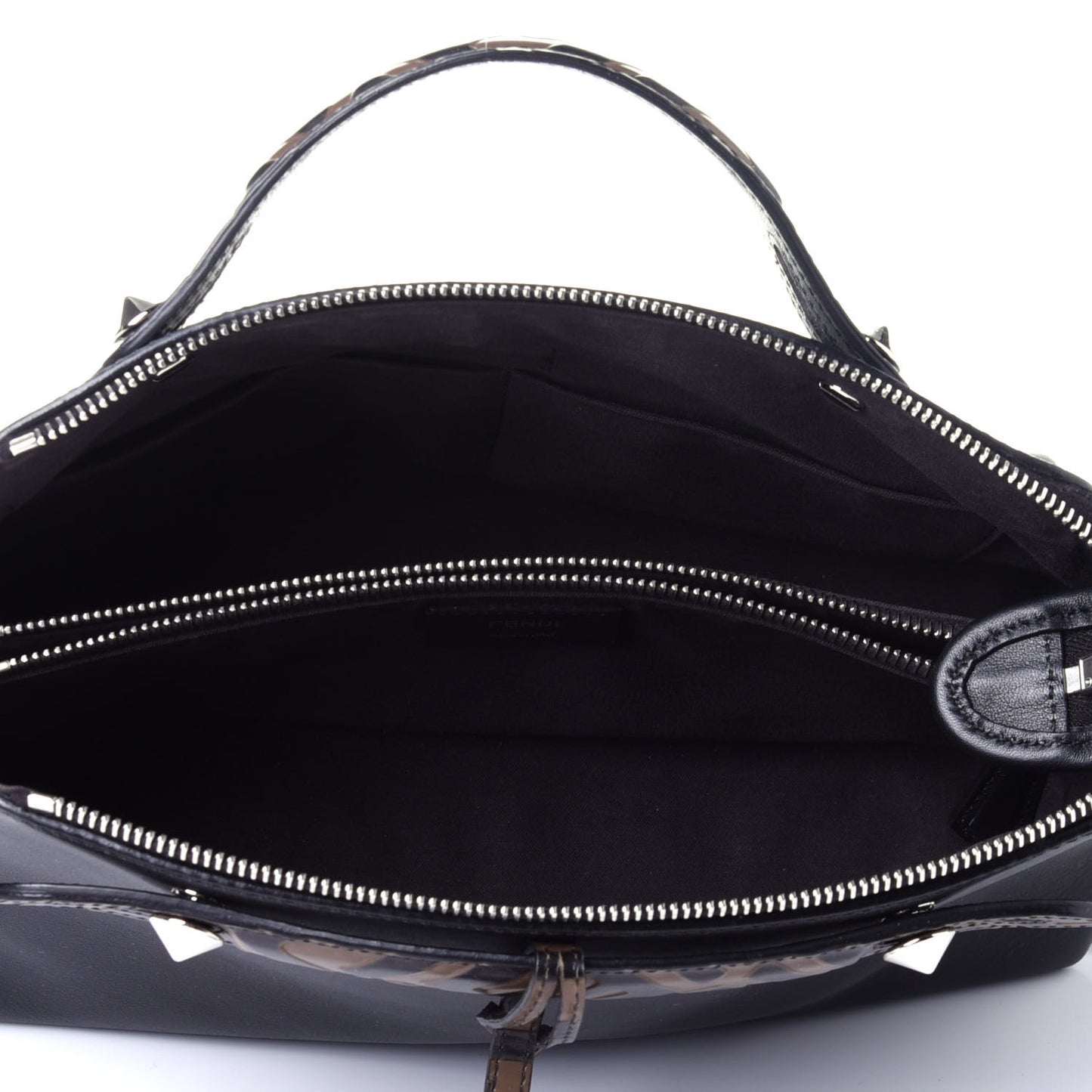 Vitello Dolce Bi-Color FF 1974 Embossed Medium By The Way Boston Bag Black Maya