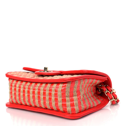 Chanel Raffia Jute Striped Small Urban Jungle Single Flap Red 7 of 7