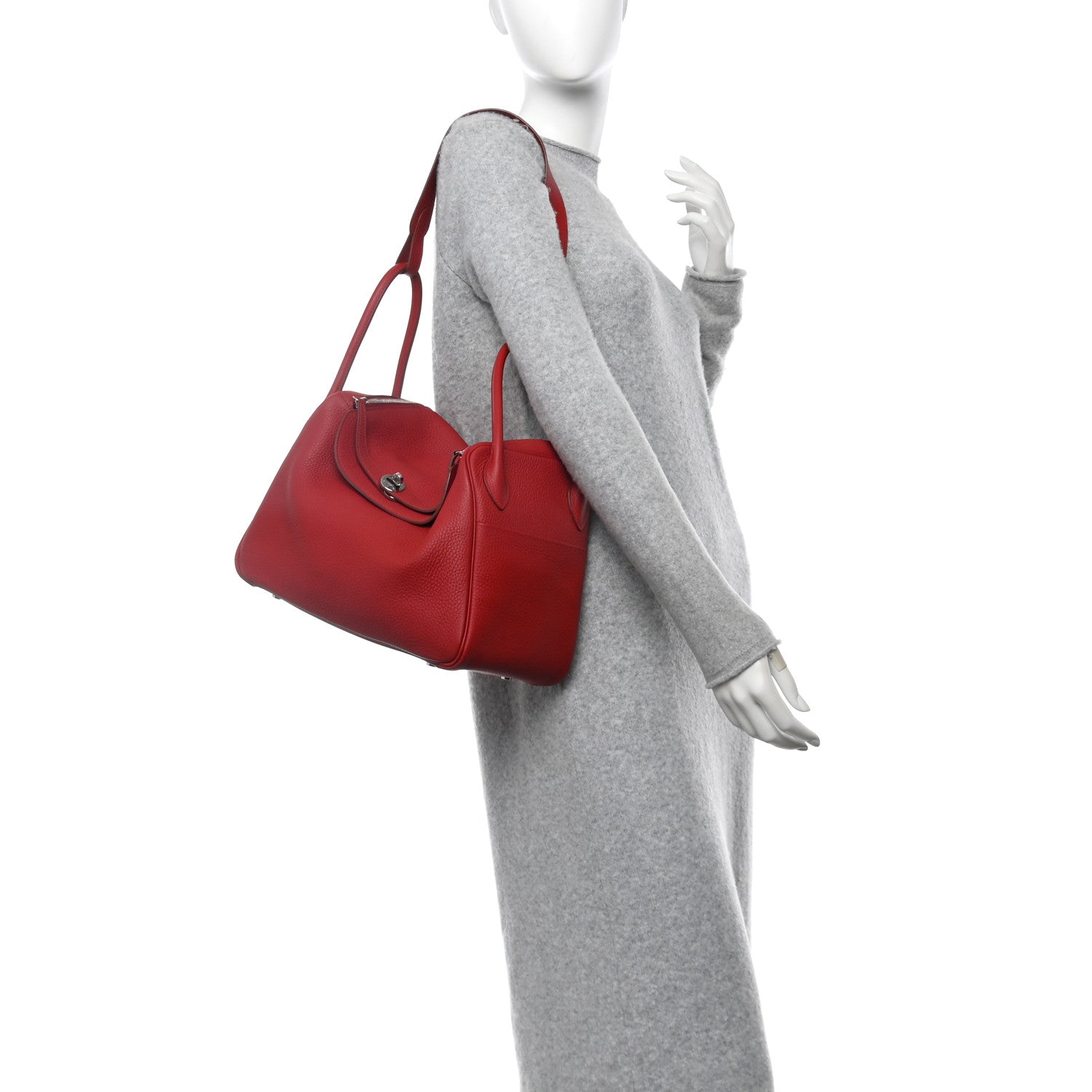 Hermes Taurillon Clemence Lindy 34 Rouge Garance 2 of 10