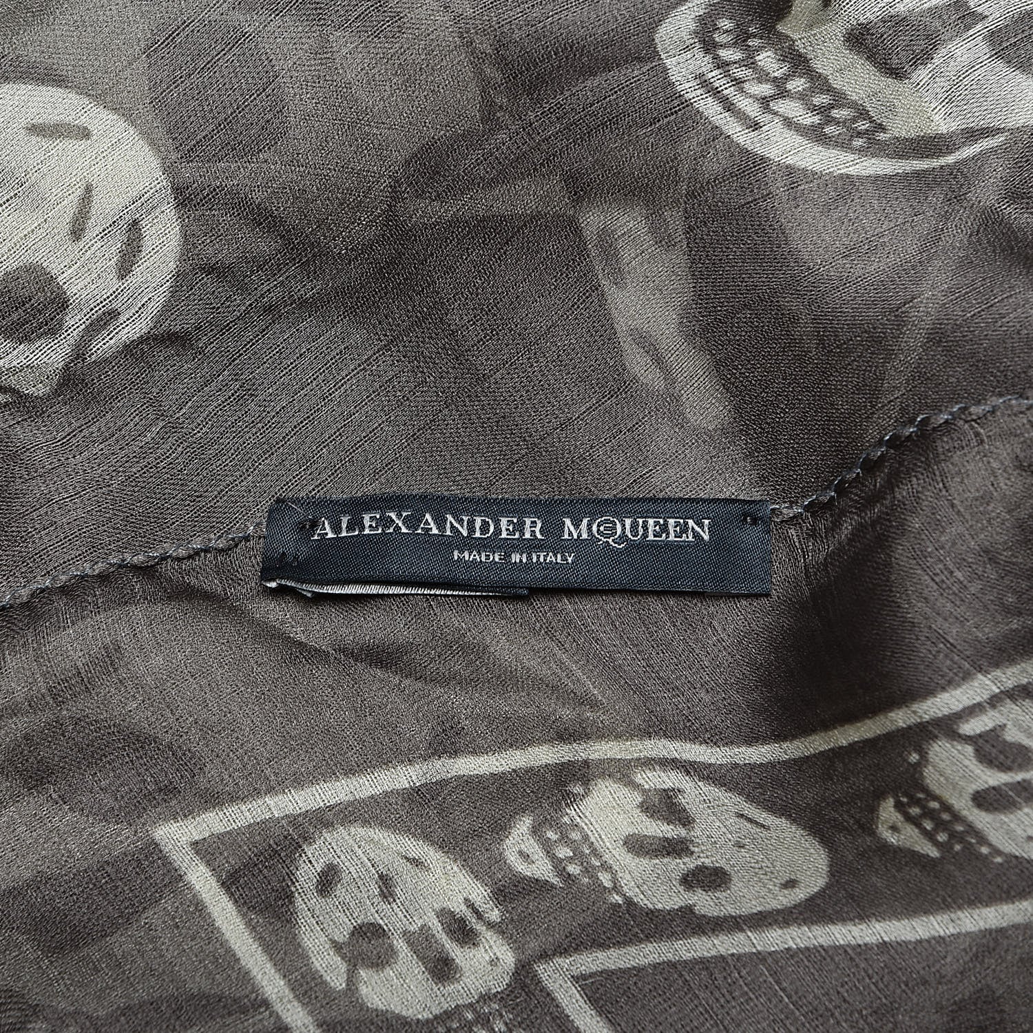 Alexander McQueen Silk Chiffon Skull Scarf Grey 3 of 4