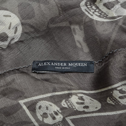 Alexander McQueen Silk Chiffon Skull Scarf Grey 3 of 4
