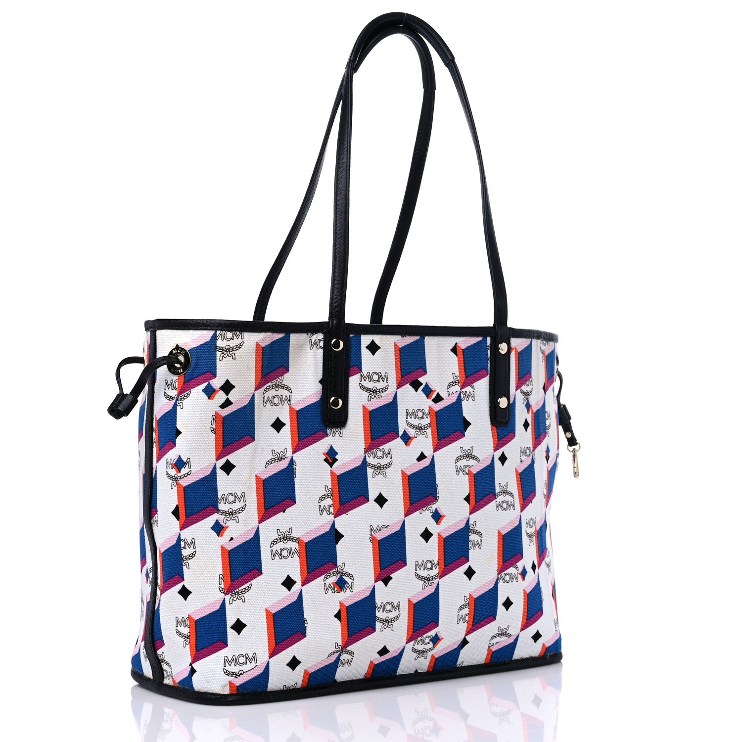 MCM Visetos Medium Project Reversible Shopper Tote White 13 of 17