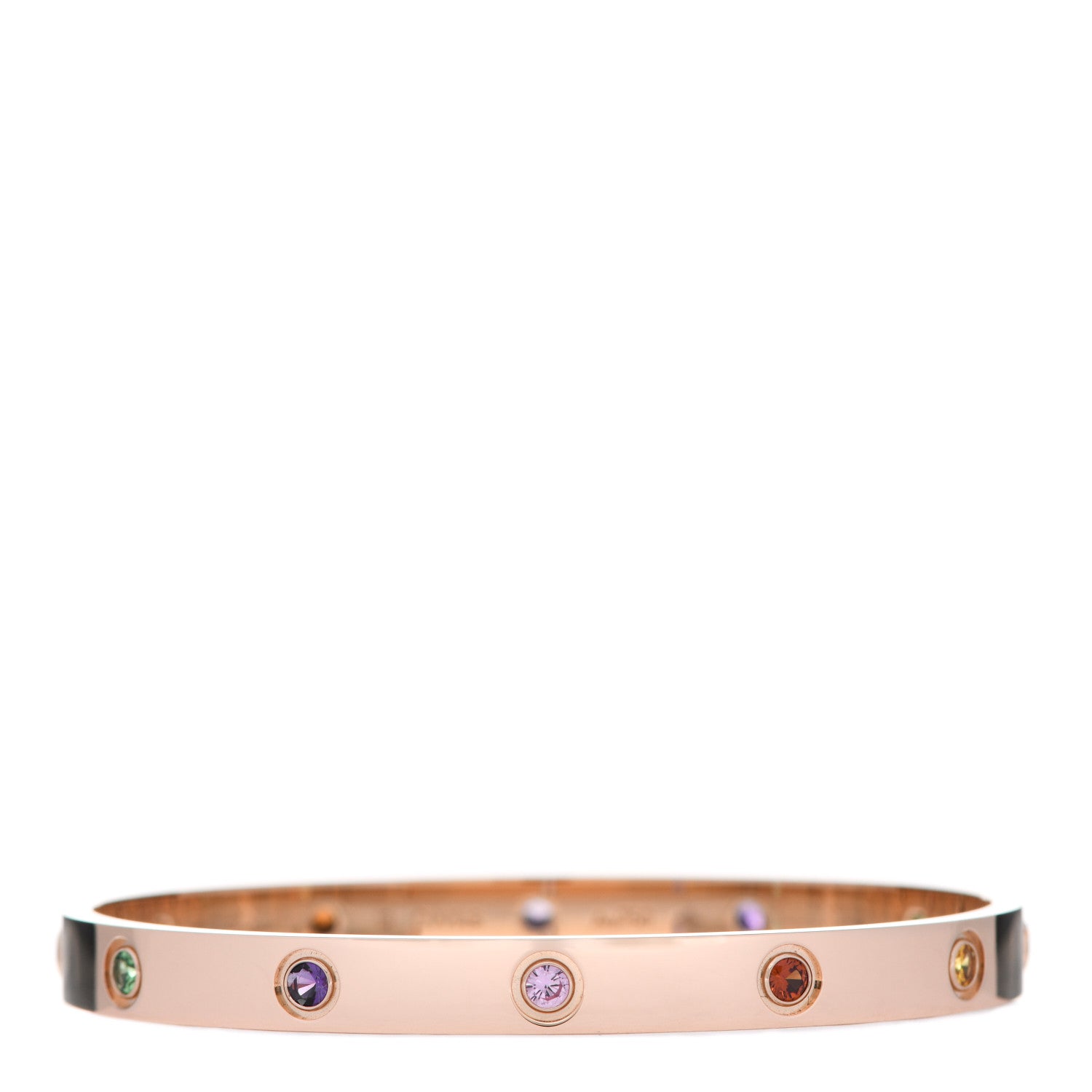 Cartier 18K Pink Gold Sapphire Garnet Amethyst LOVE Bracelet 18 1 of 6