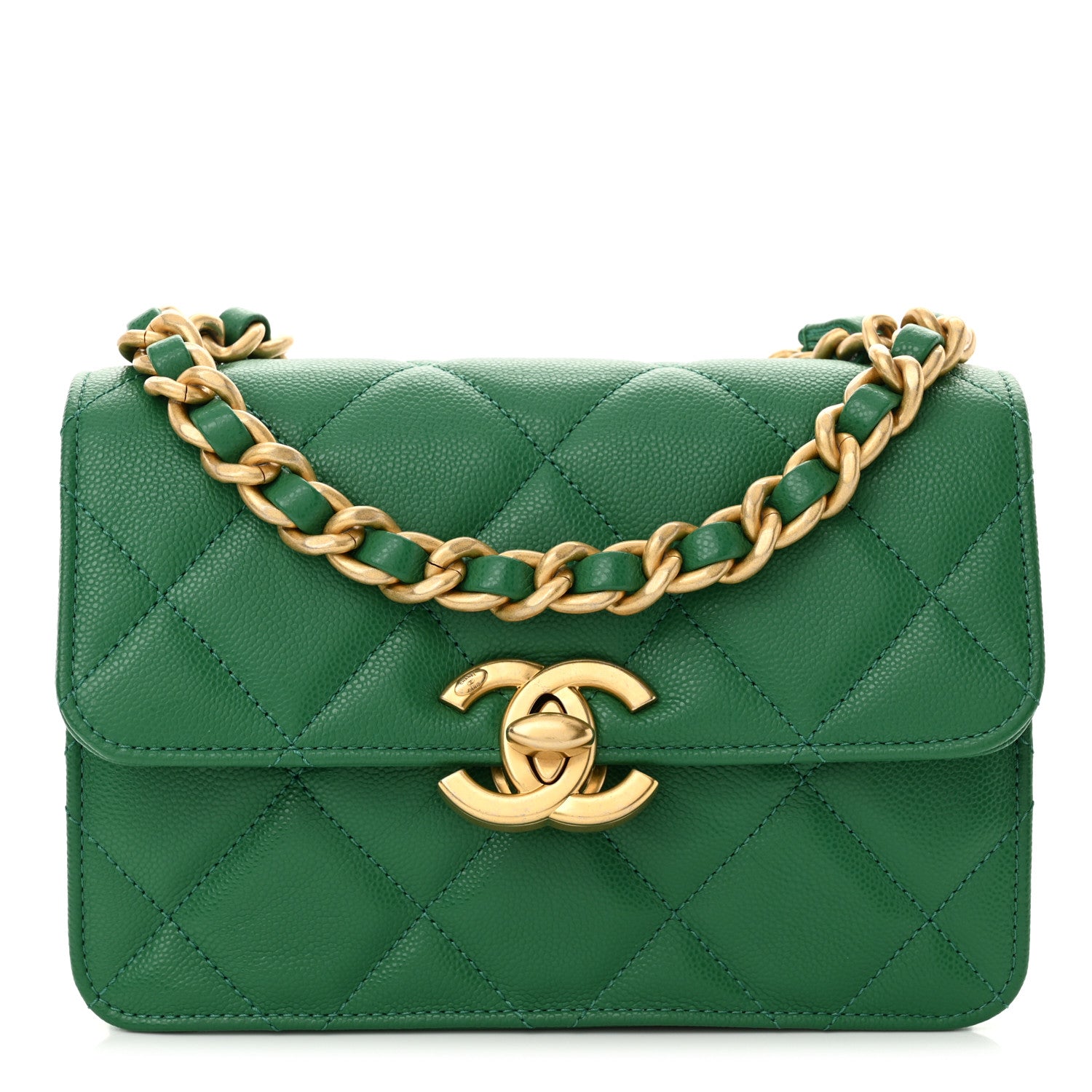 Chanel Caviar Quilted Mini CC Flap Green 1 of 10
