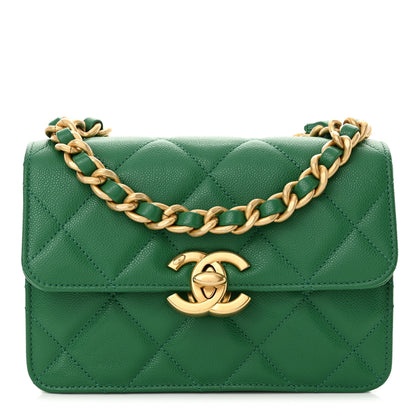 Chanel Caviar Quilted Mini CC Flap Green 1 of 10