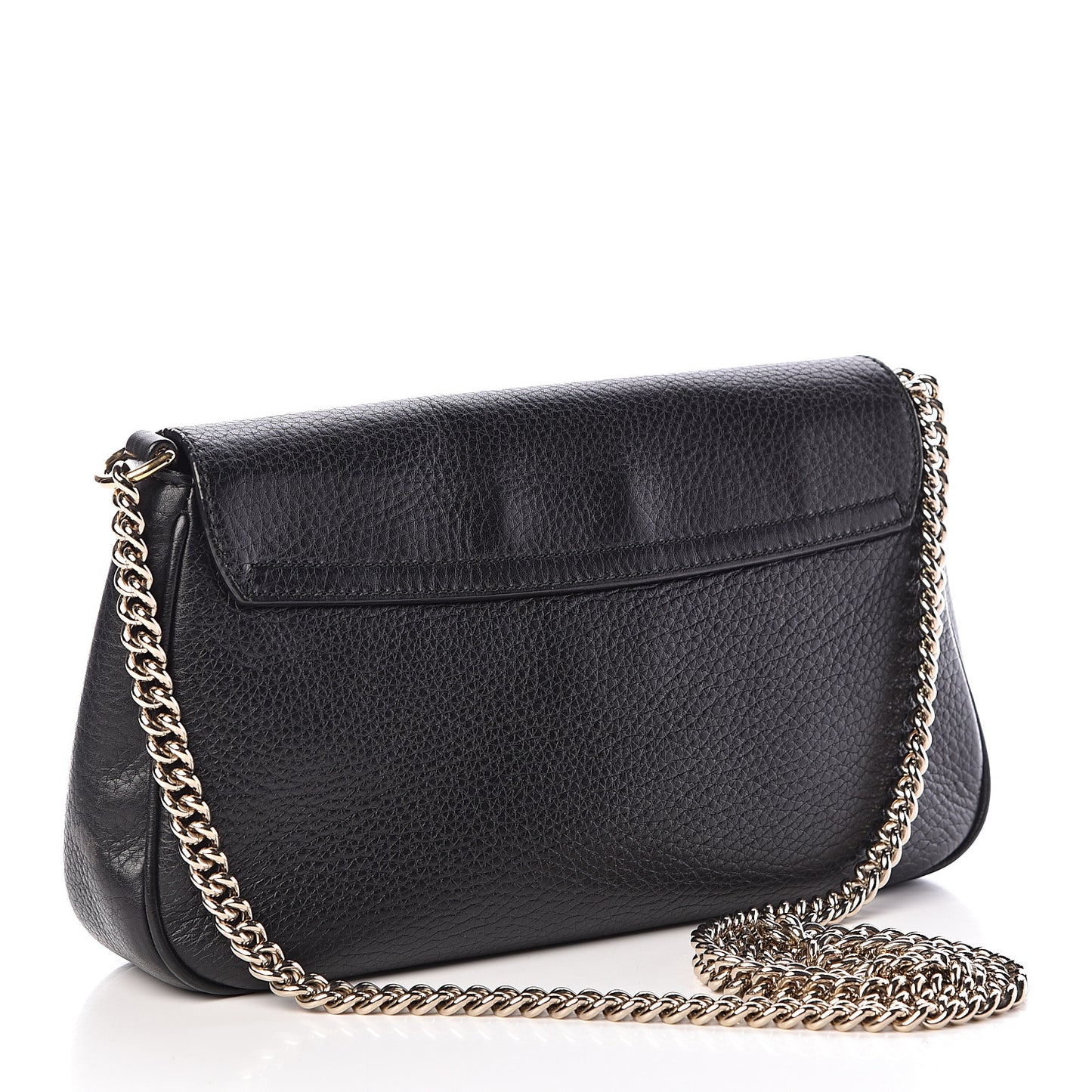 Pebbled Calfskin Medium Soho Flap Crossbody Black