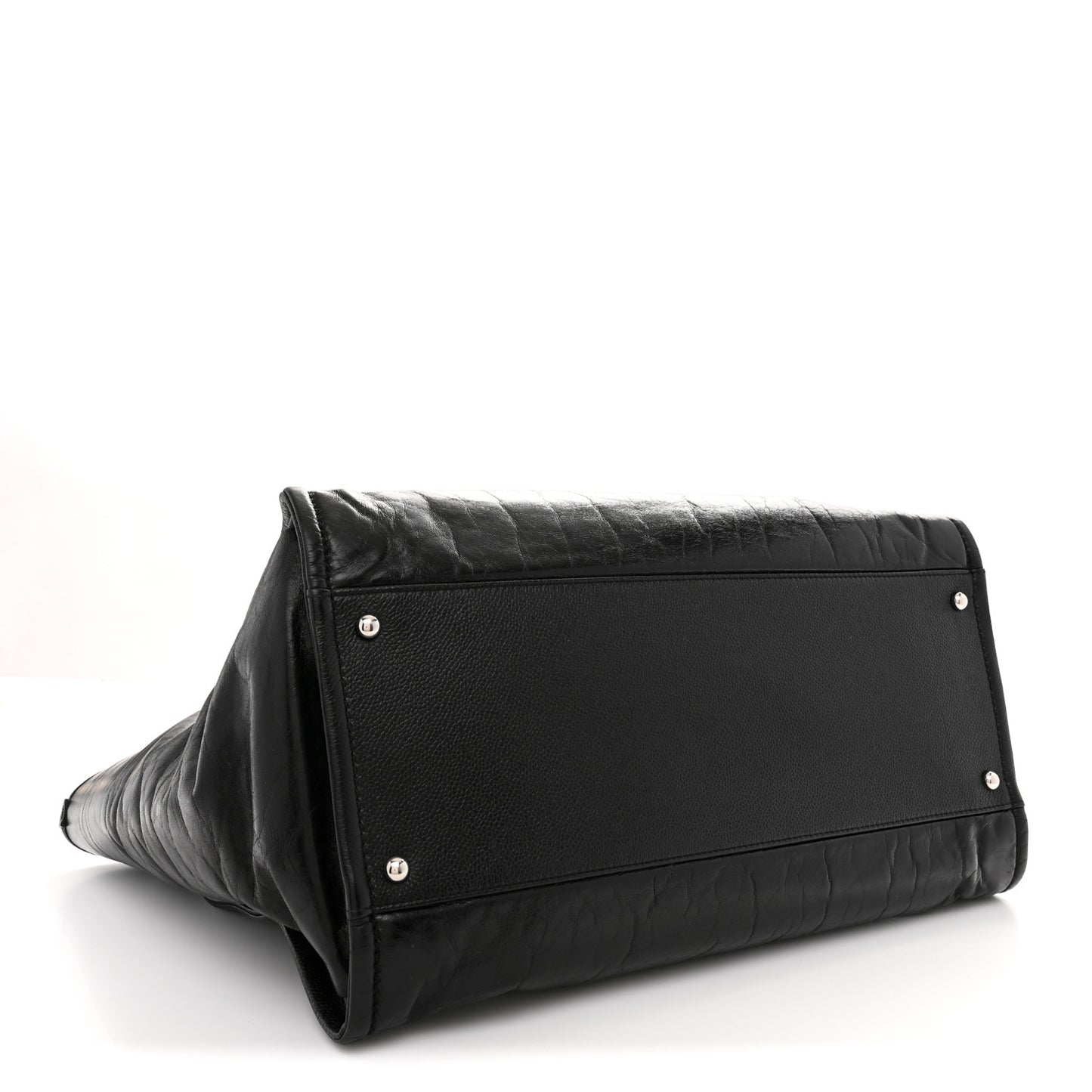Glazed Calfskin Medium Deauville Tote Black