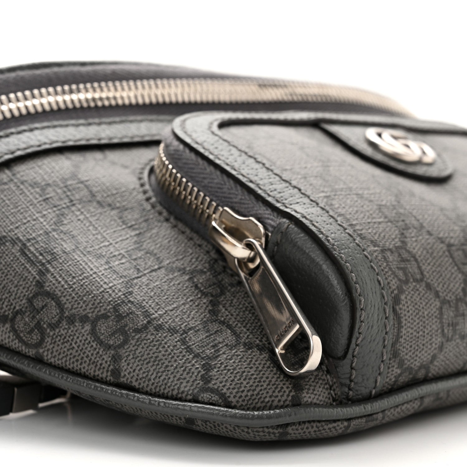 Gucci GG Supreme Monogram Textured Dollar Calfskin Ophidia Belt Bag Grey Black Graphite Grey 9 of 10