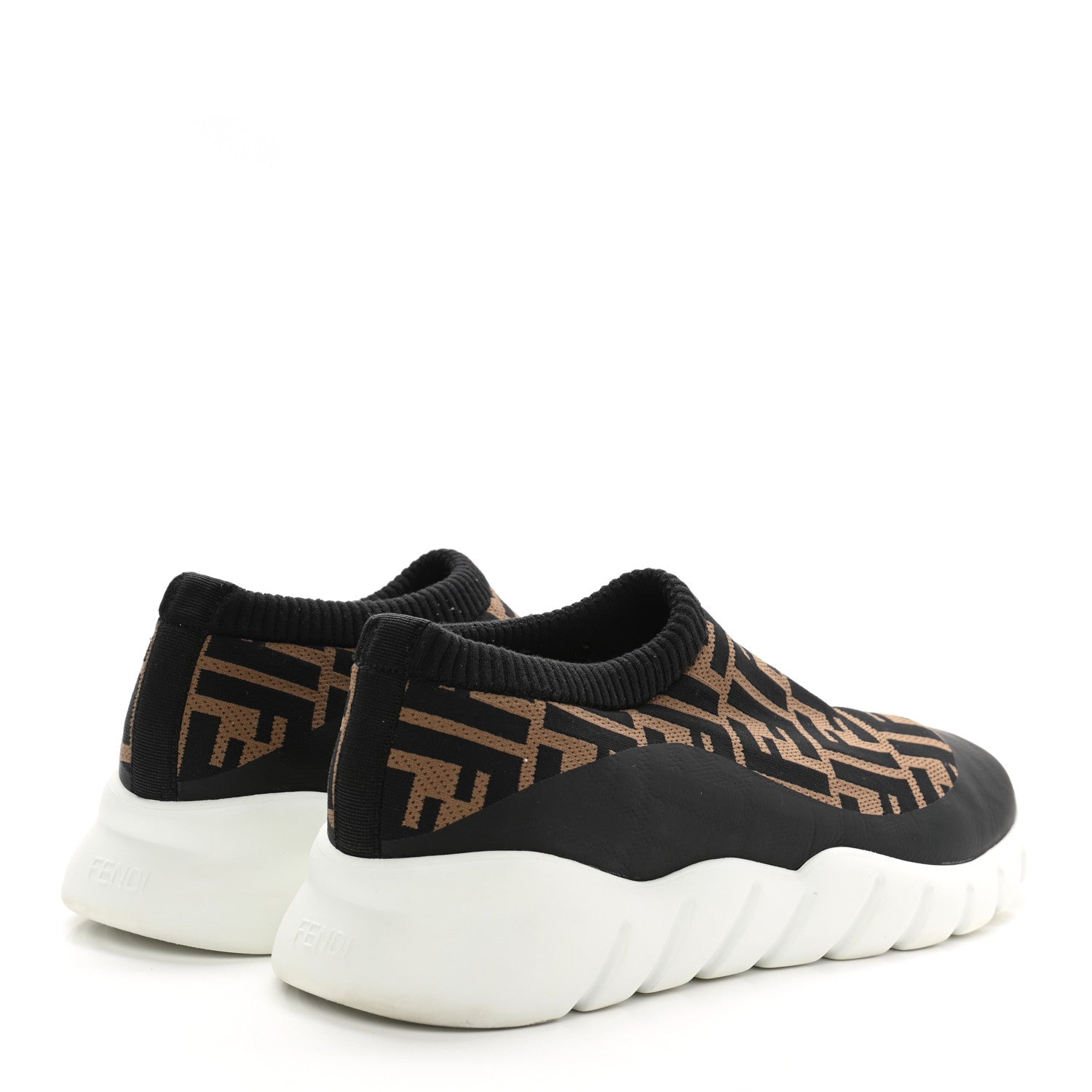 Fendi Jersey FF Mens Low Top Sock Sneakers 9 Black Tobacco 4 of 9
