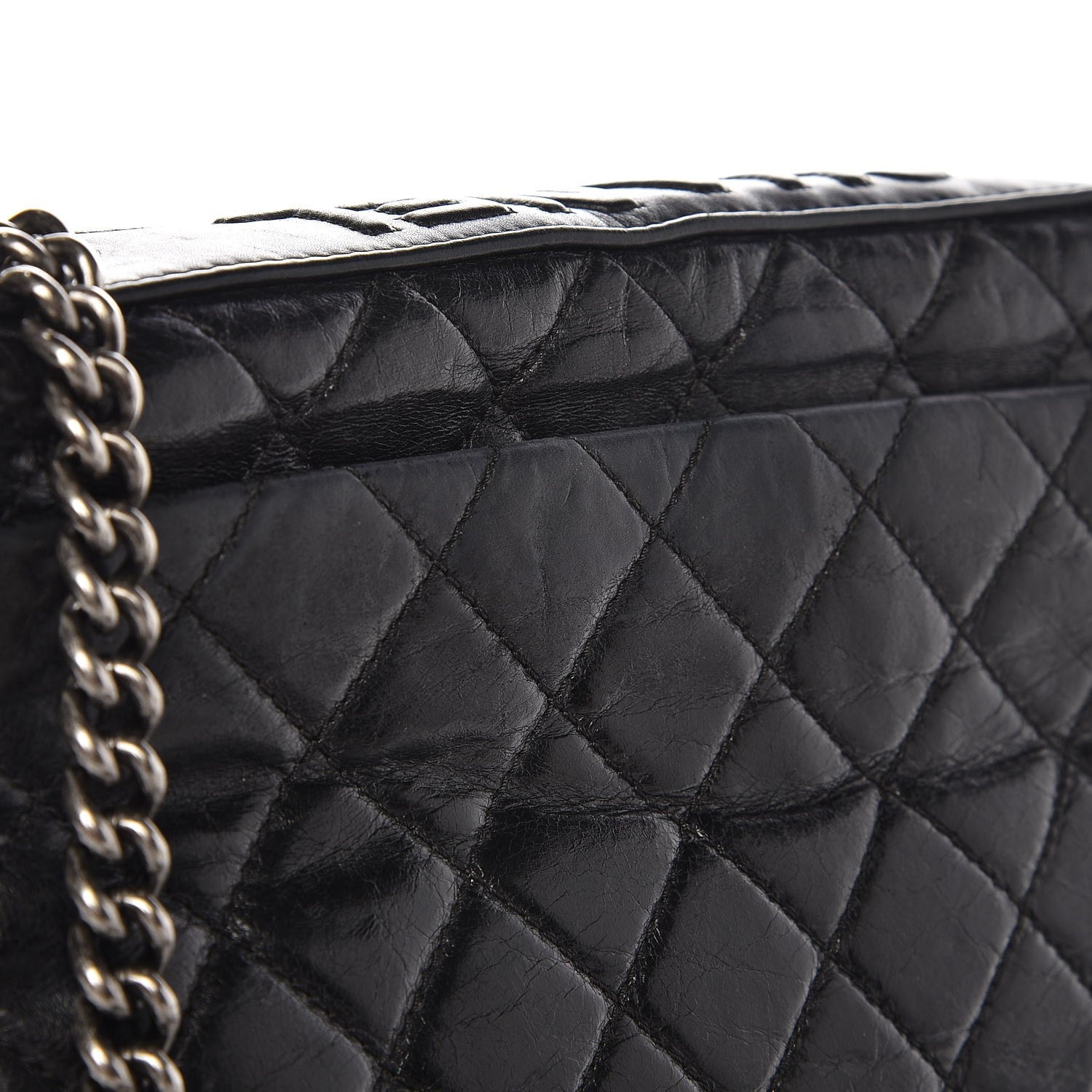 Chanel Aged Calfskin Quilted Jumbo Flap Black 11 of 13