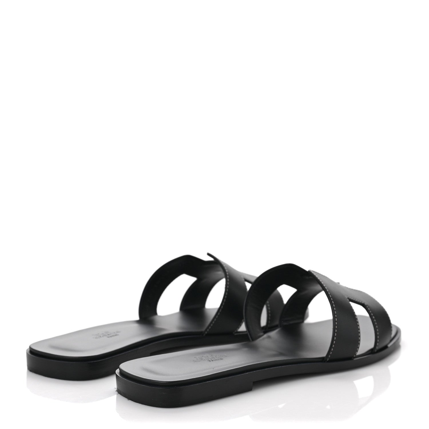 Hermes Box Calfskin Oran Sandals 40.5 Black 4 of 8