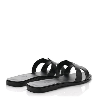 Hermes Box Calfskin Oran Sandals 40.5 Black 4 of 8
