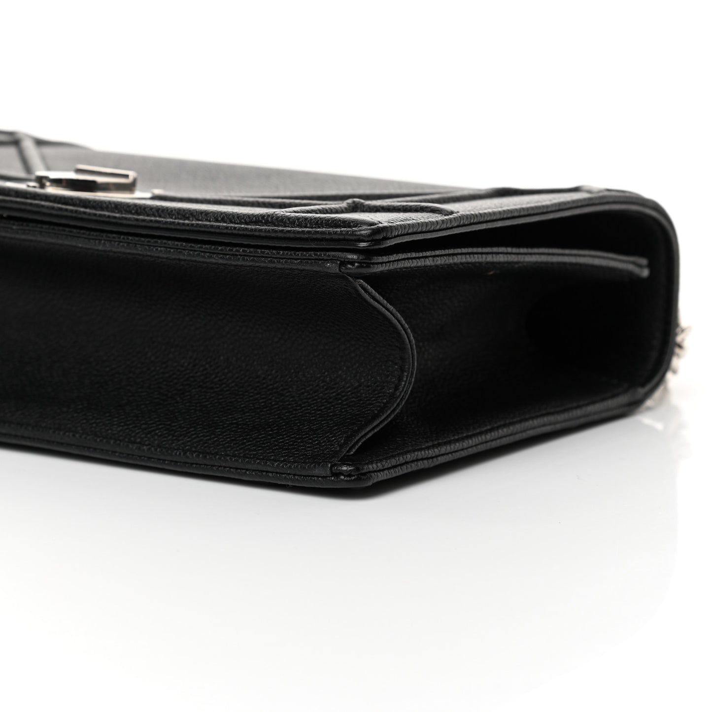 Grained Calfskin Medium Diorama Flap Bag Black