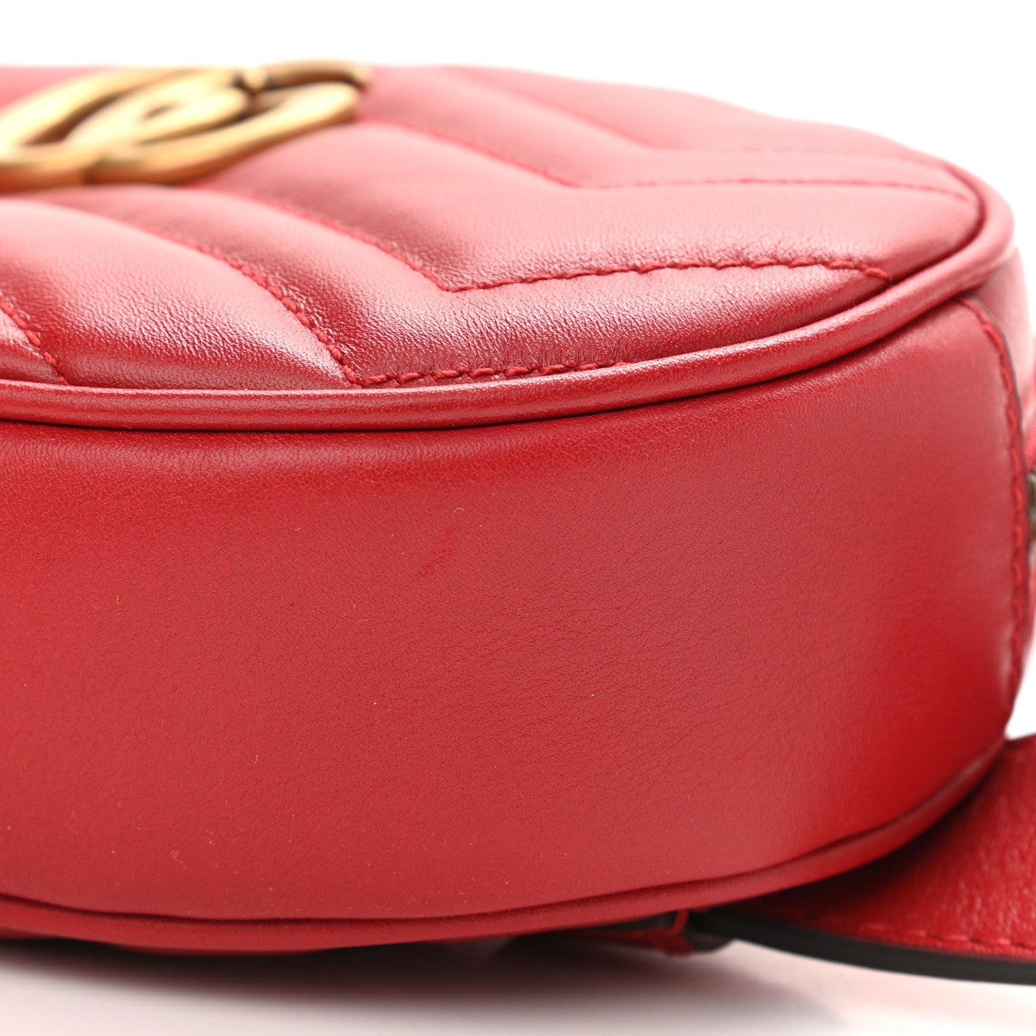 Gucci Calfskin Matelasse GG Marmont Belt Bag 85 34 Hibiscus Red 11 of 11