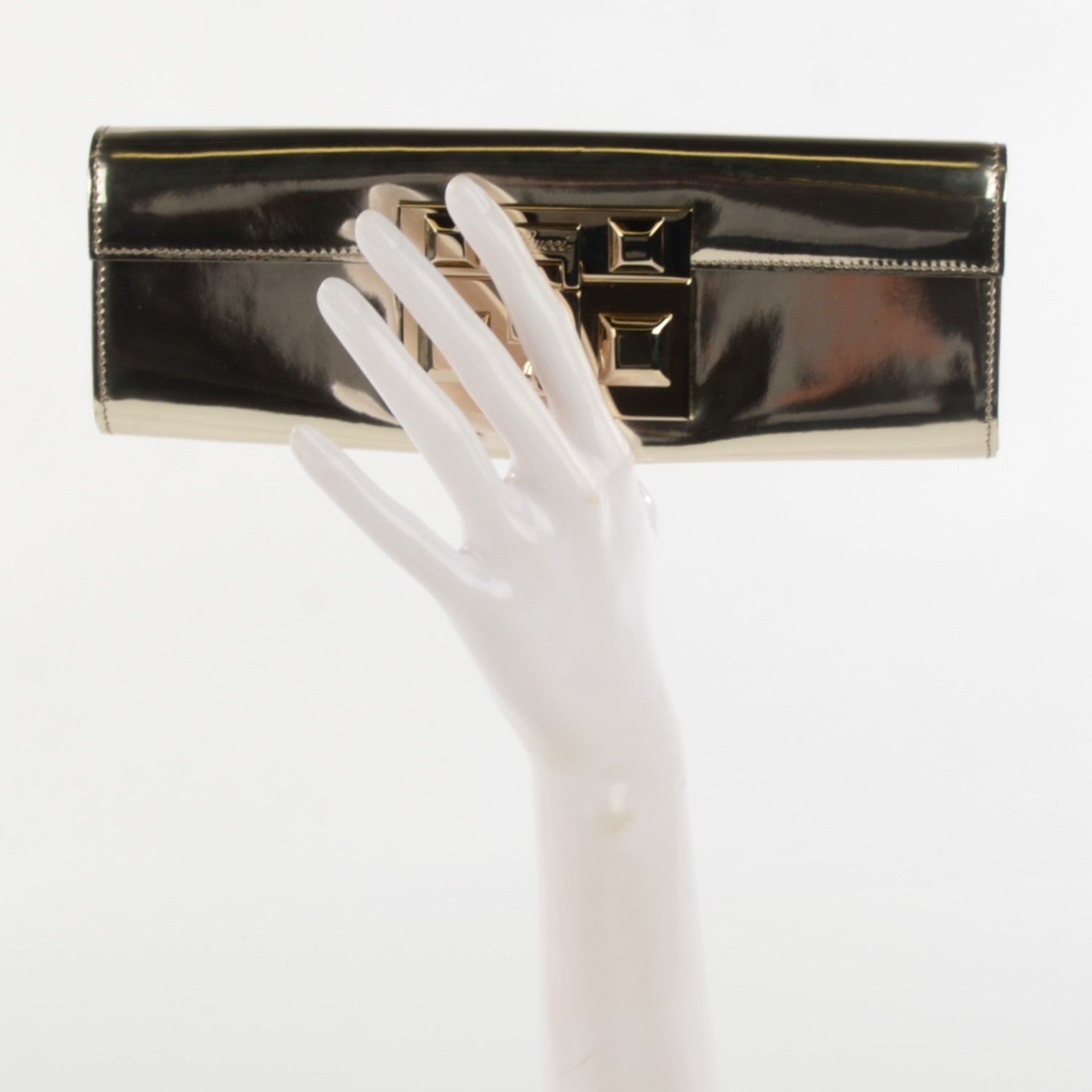 Gucci Patent Padlock Clutch Gold 2 of 7