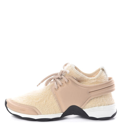Chanel Stretched Fabric Satin CC Womens Sneakers 38 Light Beige Beige 1 of 8