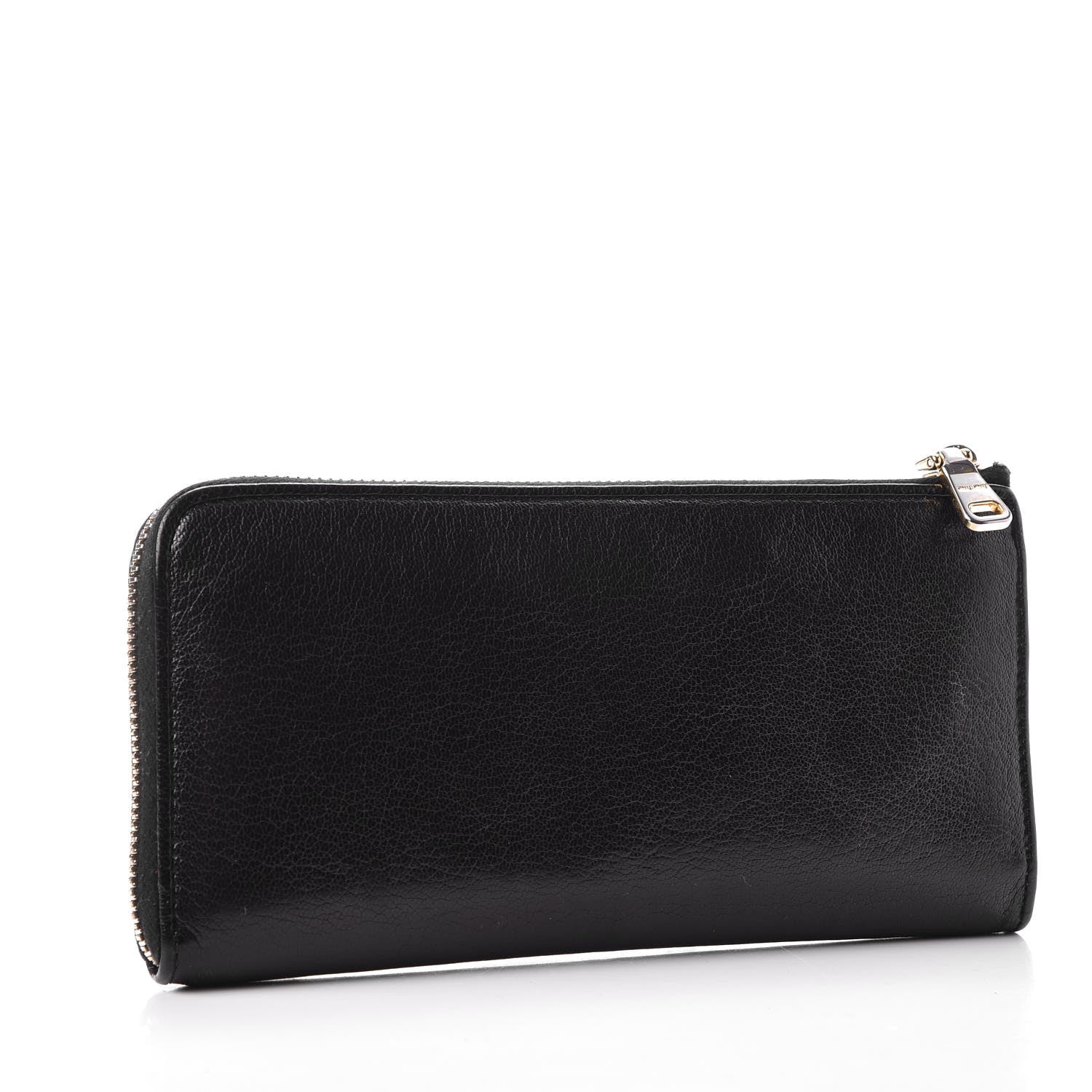 Miu Miu Goatskin Madras Zip Around Wallet Black 3 of 13
