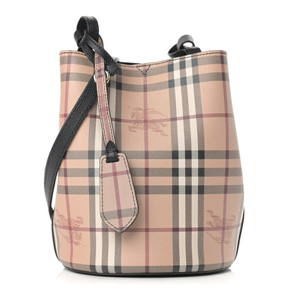 Burberry Haymarket Check Colours Small Lorne Bucket Crossbody Black 1 of 9