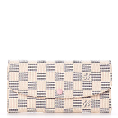 Louis Vuitton Damier Azur Emilie Wallet Rose Ballerine 1 of 7