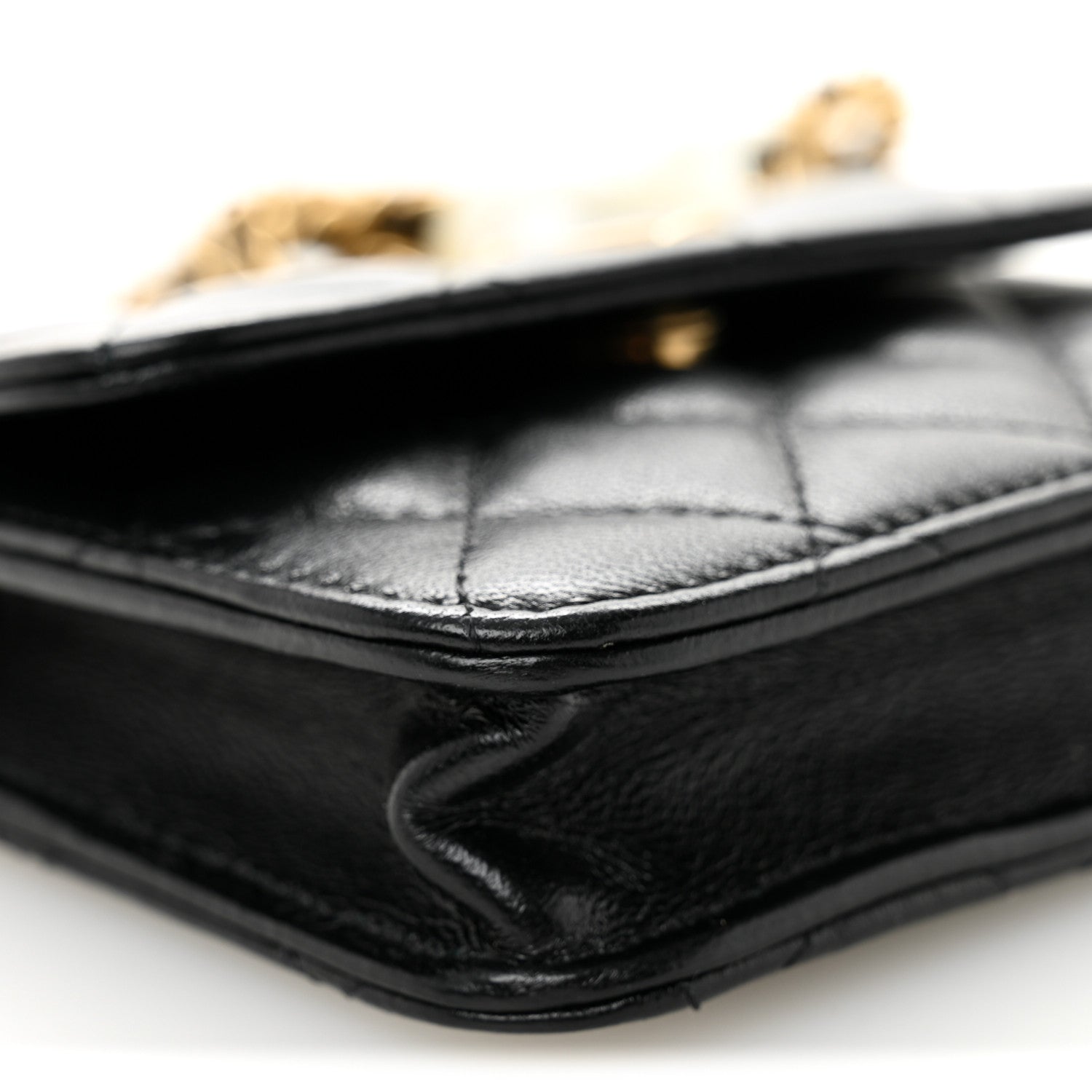 Chanel Lambskin Quilted Maxi Pearl Clutch With Chain Black 10 of 12