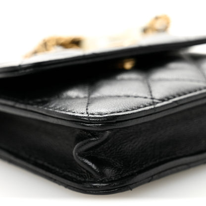 Chanel Lambskin Quilted Maxi Pearl Clutch With Chain Black 10 of 12