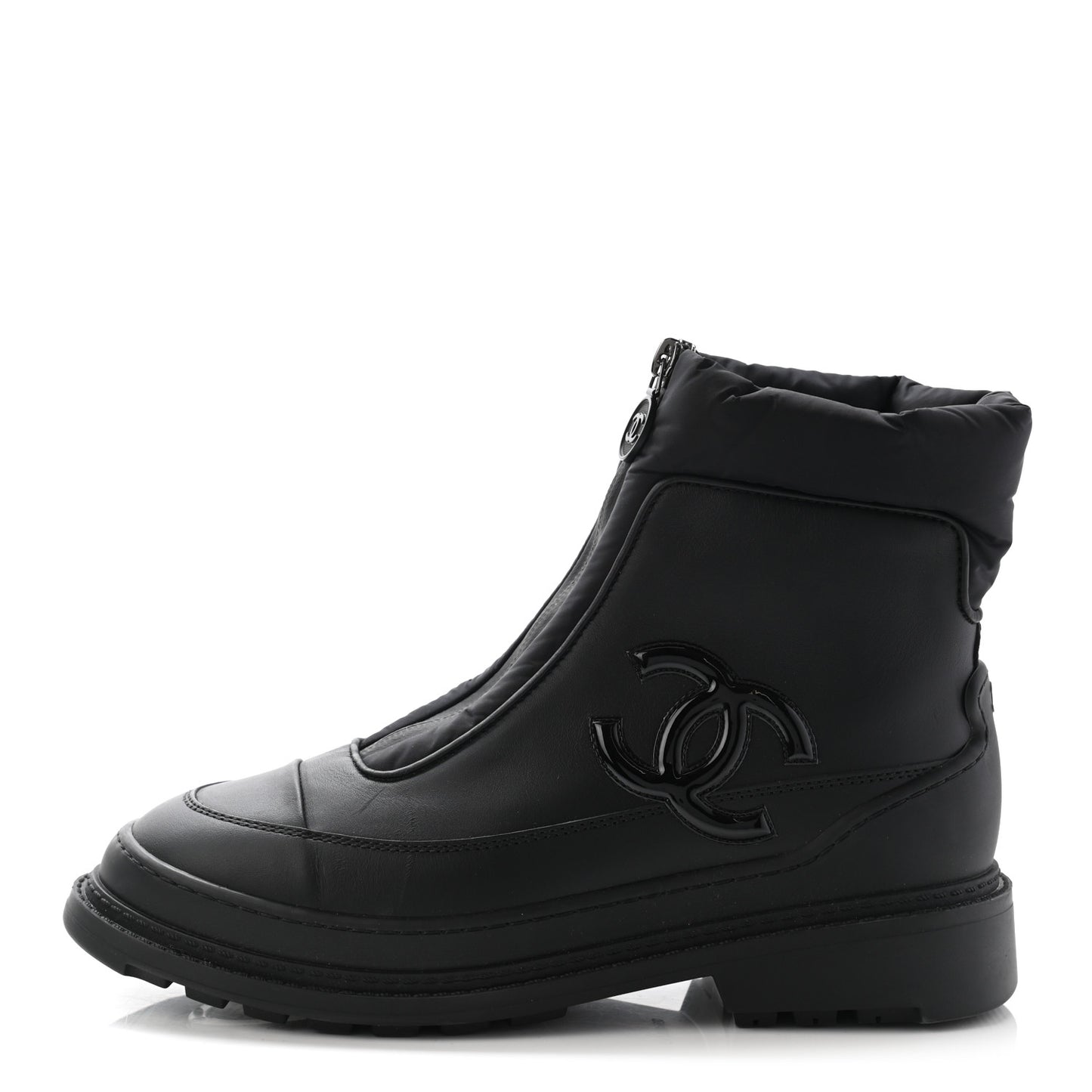 Calfskin Nylon CC Ankle Snow Boots 37 Black