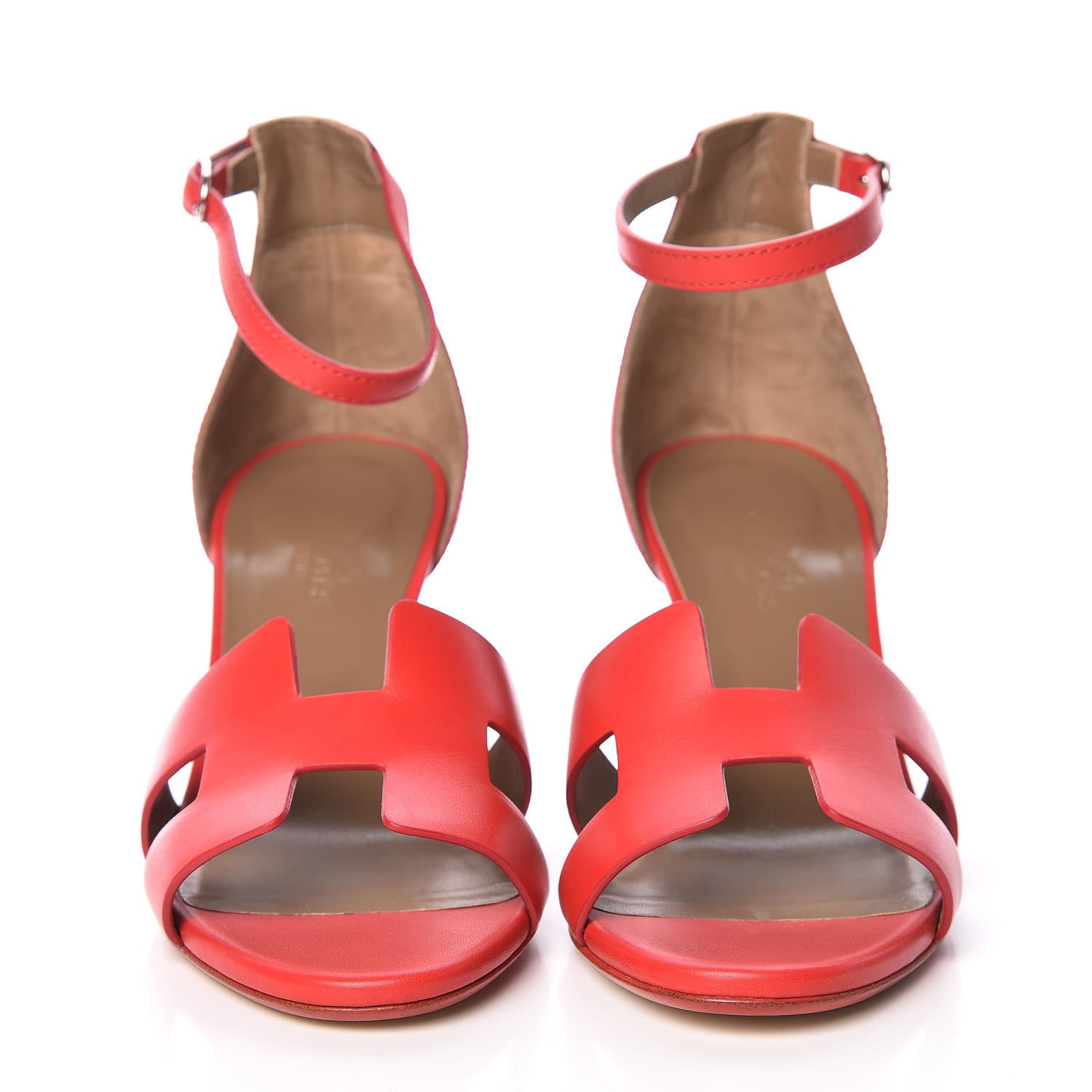 Hermes Calfskin Legend Wedge Sandals 37.5 Pavot 2 of 9