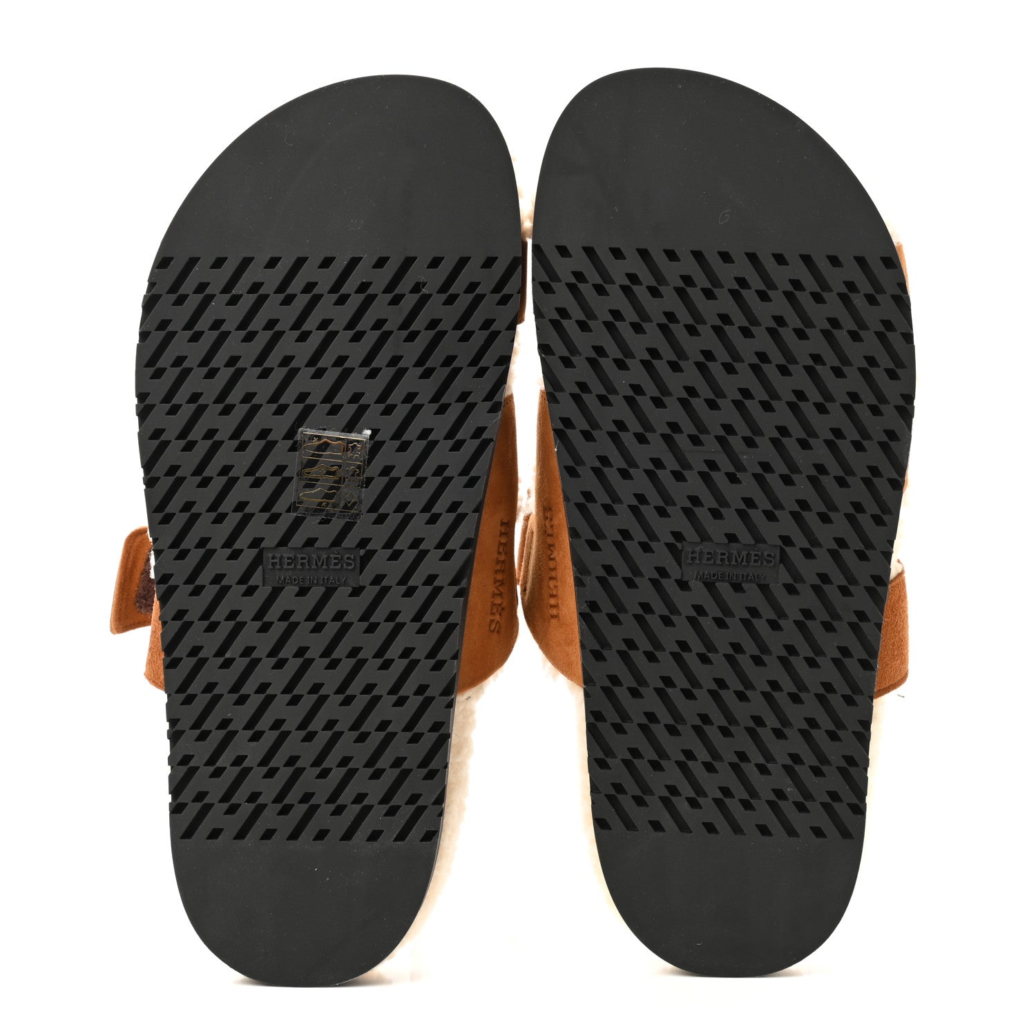 Hermes Suede Goatskin Woolskin Womens Chypre Sandals 37.5 Naturel Ecru 6 of 8