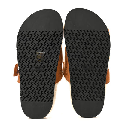 Hermes Suede Goatskin Woolskin Womens Chypre Sandals 37.5 Naturel Ecru 6 of 8