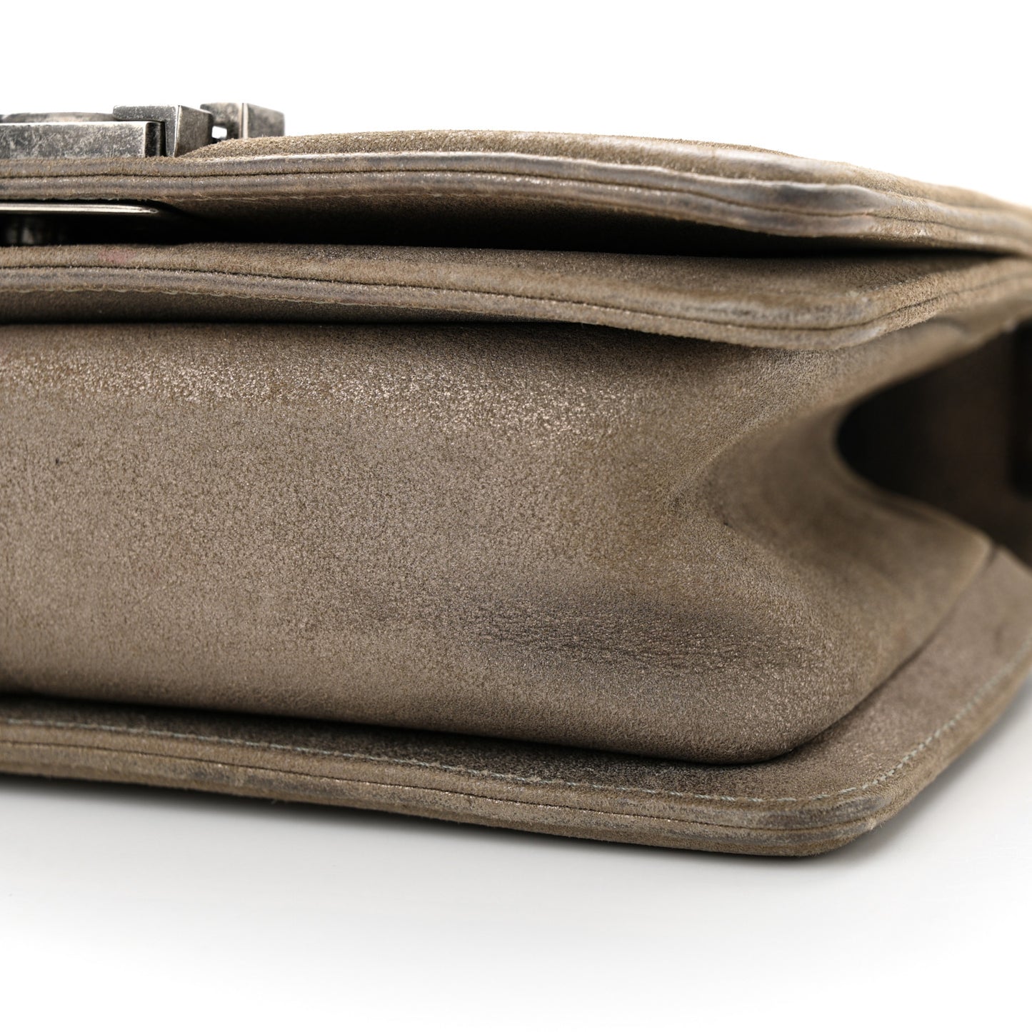 Metallic Lizard Iridescent Calfskin Small Boy Flap Grey