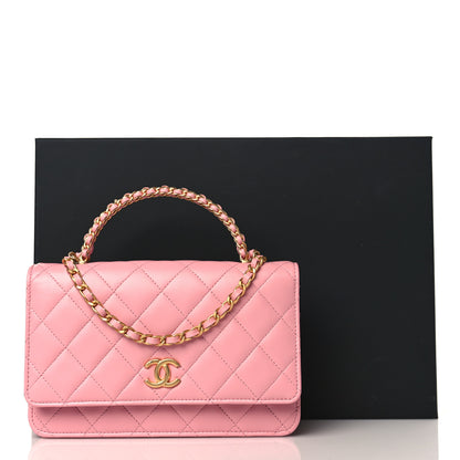 Chanel Lambskin Quilted Pick Me Up Wallet On Chain WOC Light Pink 11 of 11