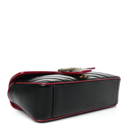 Gucci Vintage Effect Calfskin Matelasse Diagonal Small Torchon GG Marmont Shoulder Bag Black Romantic Cherry 4 of 10