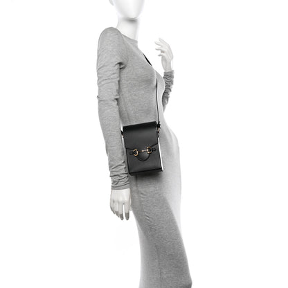 Gucci Dollar Calfskin Vertical Horsebit 1955 Crossbody Bag Black 2 of 11