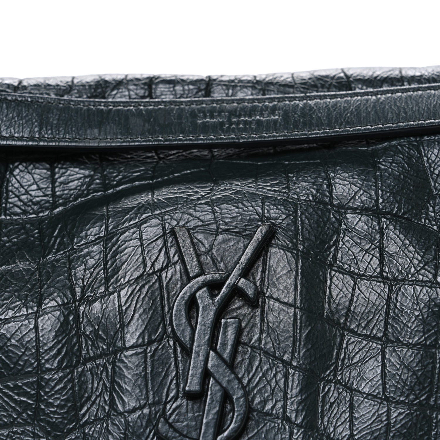 Saint Laurent Crocodile Embossed Calfskin Monogram Medium Niki Chain Satchel Algea 8 of 11