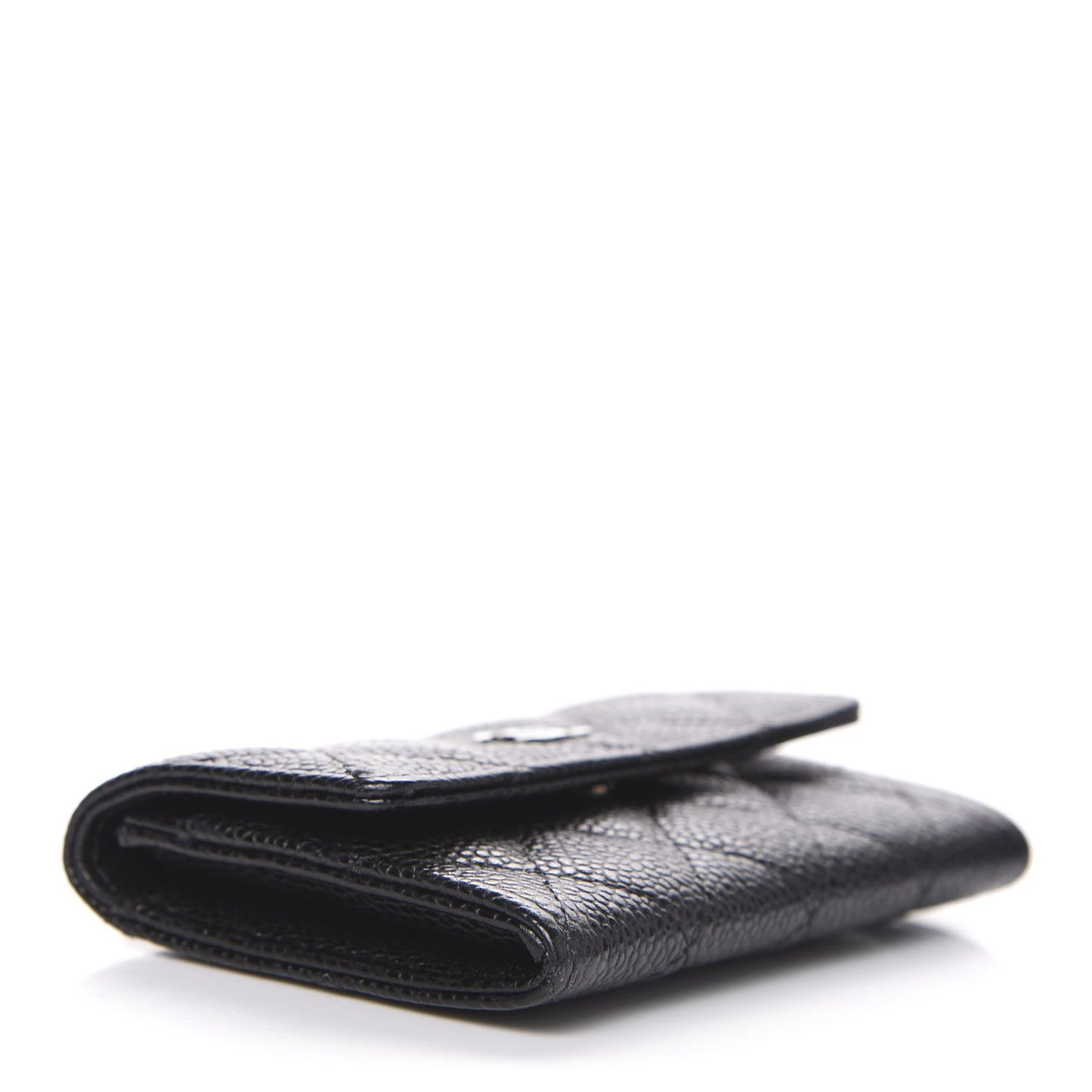 Caviar Quilted Flap Card Holder Black