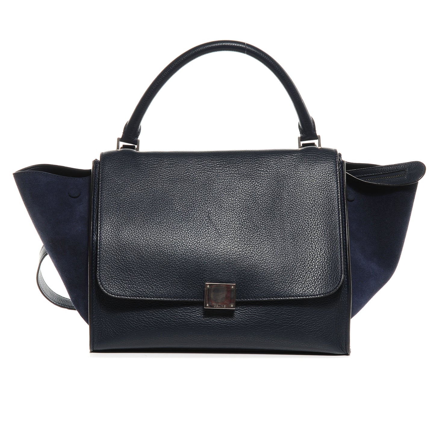Drummed Leather and Suede Small Trapeze Navy