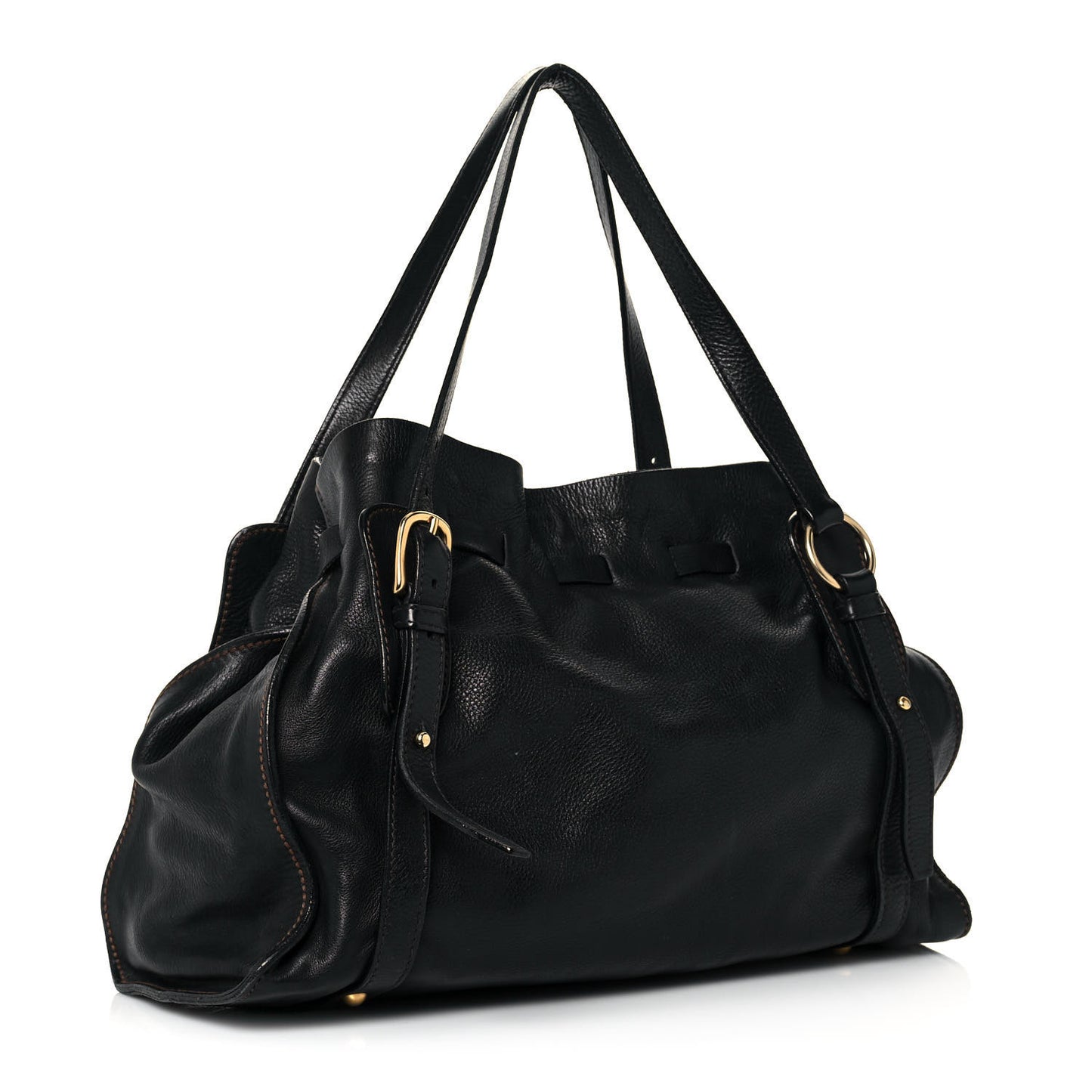 Vitello Lux Peggy Bow Tote Black