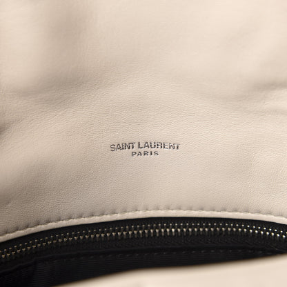Saint Laurent Lambskin Quilted Small Loulou Puffer Monogram Chain Satchel Blanc Vintage 9 of 11