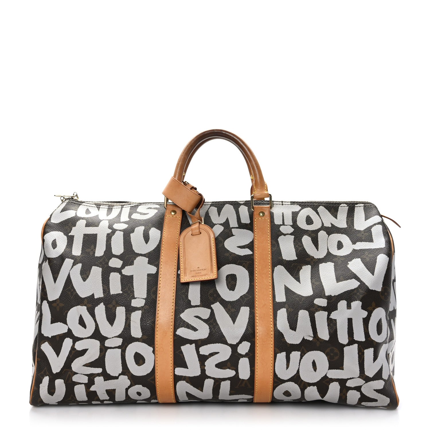 Louis Vuitton Monogram Graffiti Keepall 50 Silver 1 of 12